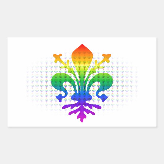 Pegatina Rectangular Rainbow Fleur-de-lis (Anverso)