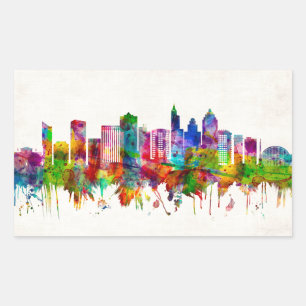 Pegatina Rectangular Raleigh North Carolina Skyline
