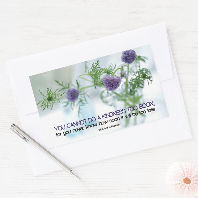 Pegatina Rectangular Ralph Waldo Emerson cita Inspiradora "Amabilidad" (Sobre)