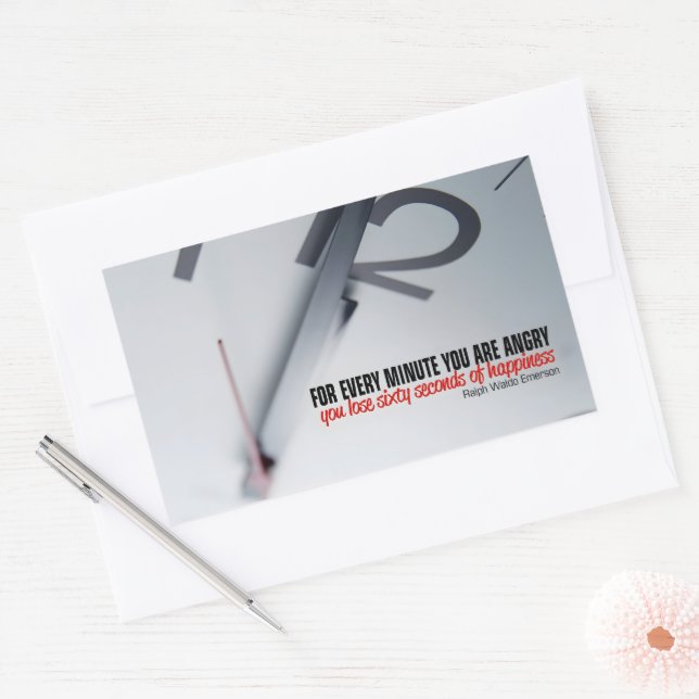 Pegatina Rectangular Ralph Waldo Emerson cita Inspiradora felicidad (Sobre)