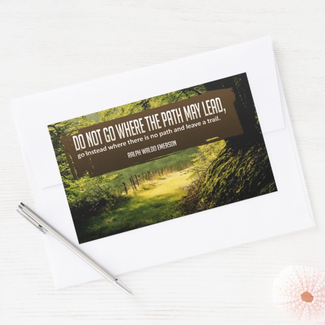 Pegatina Rectangular Ralph Waldo Emerson cita Inspiradora "Trail" (Sobre)