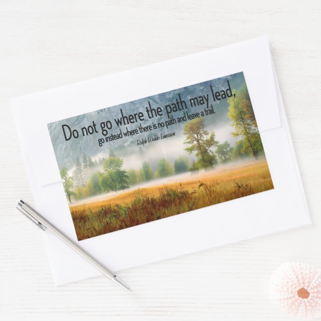 Pegatina Rectangular Ralph Waldo Emerson cita Inspiradora "Trail" (Sobre)