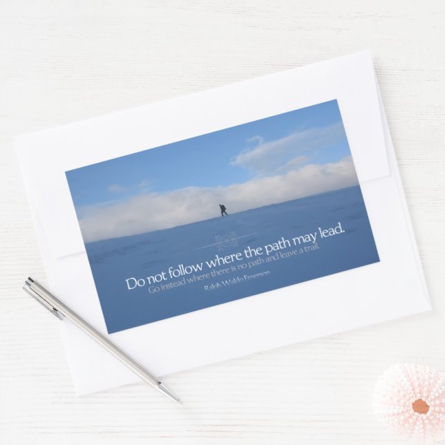 Pegatina Rectangular Ralph Waldo Emerson cita Inspiradora "Trail" (Sobre)