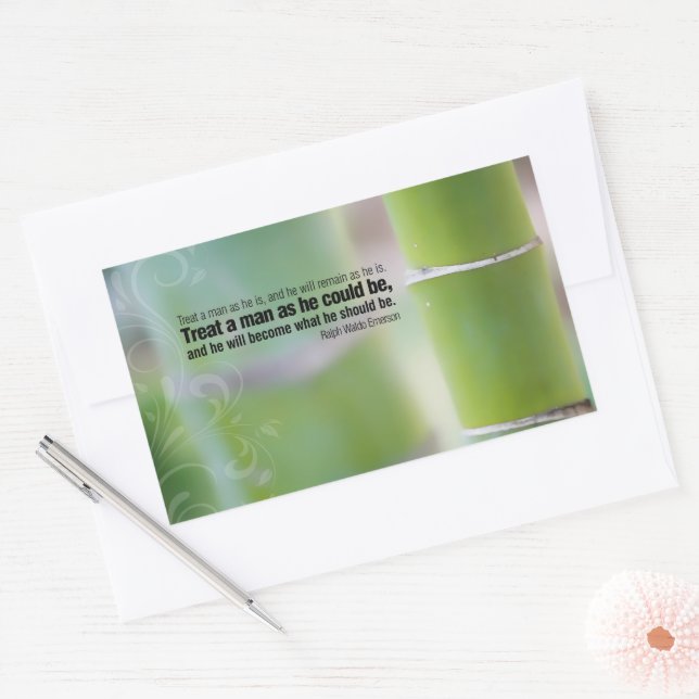 Pegatina Rectangular Ralph Waldo Emerson Influencia en la cita Inspirad (Sobre)