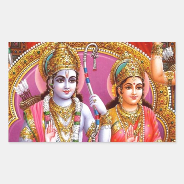 PEGATINA RECTANGULAR RAMA Y SITA (Anverso)