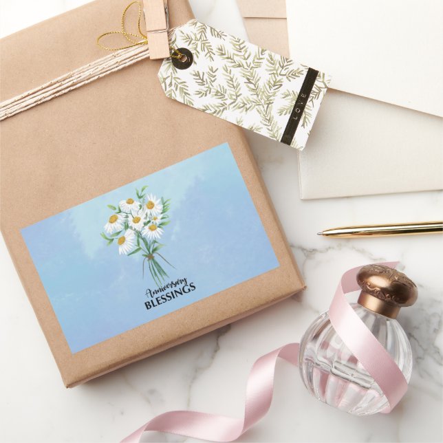 Pegatina Rectangular Ramo de Dacias para las Bendiciones del Aniversari (Regalar)