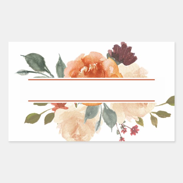 Pegatina Rectangular Ramo floral de otoño en acuarela (Anverso)