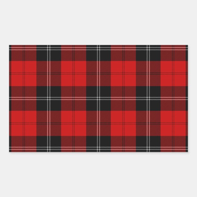 Pegatina Rectangular Ramsay tartan red black plon (Anverso)