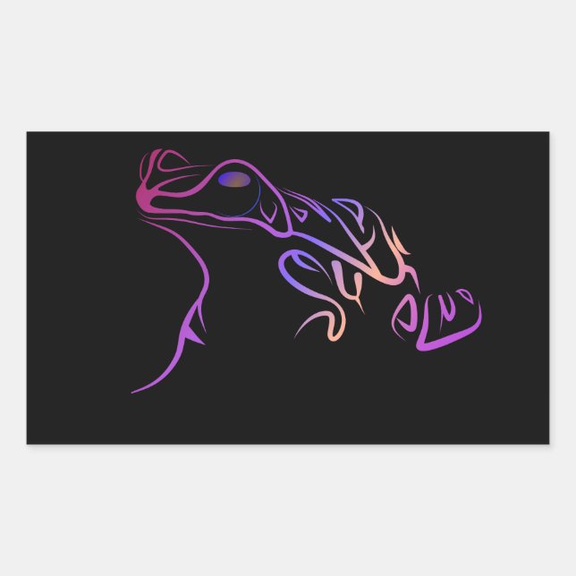 Pegatina Rectangular Rana estilizada (Anverso)