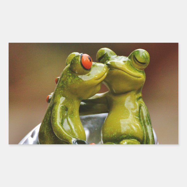 Pegatina Rectangular Ranas felices (Anverso)