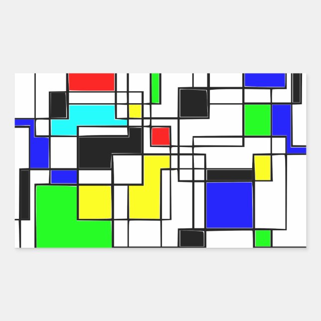 Pegatina Rectangular Random Squares Homage A Mondrian (Anverso)