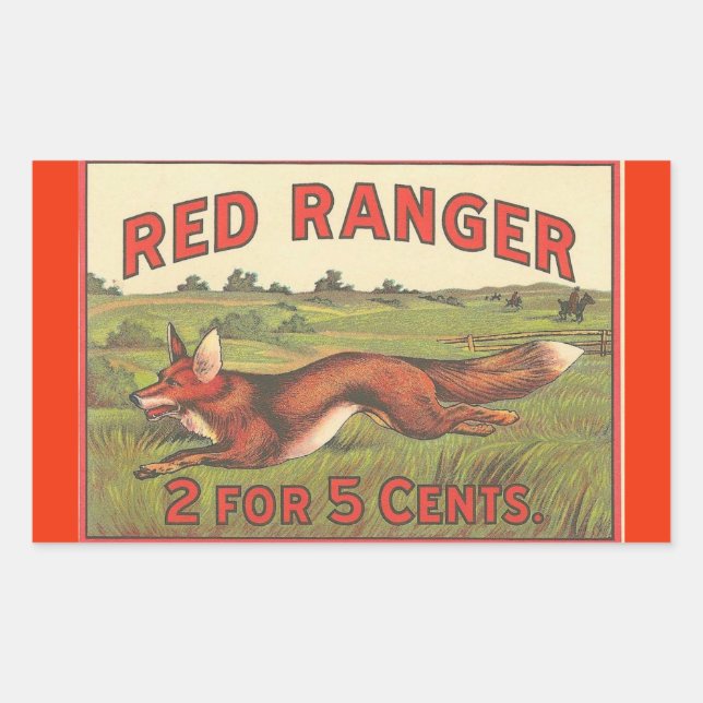 Pegatina Rectangular Ranger Rojo (Anverso)