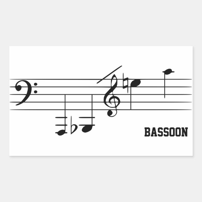 Pegatina Rectangular Rango de reproducción de Bassoon (Anverso)