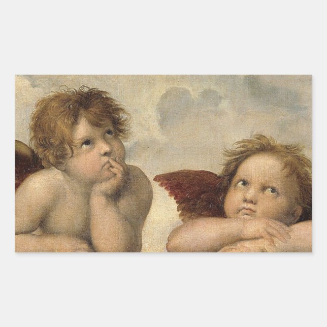 Pegatina Rectangular Raphael Cherubs Angels (Anverso)