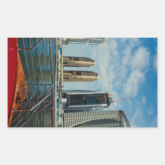 Pegatina Rectangular Rascacielos de Dubai Marina (Anverso)
