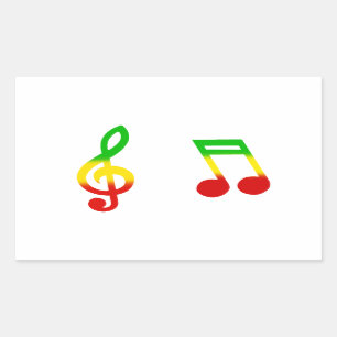 Pegatina Rectangular Rasta Note y Treble Clef