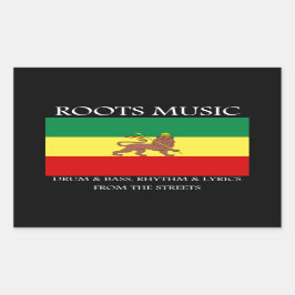 Pegatina Rectangular Rasta - Raíces Música Etiopía Bandera León de Judá
