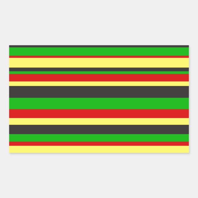 Pegatina Rectangular Rasta Stripes (Anverso)