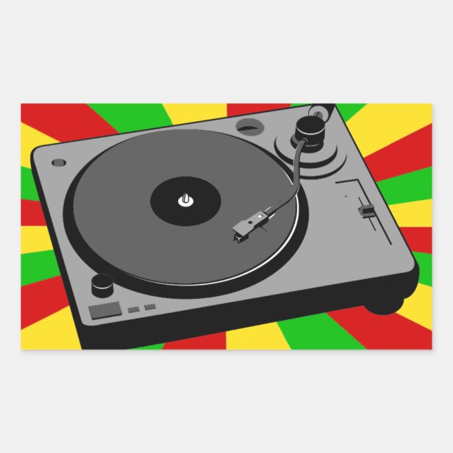 Pegatina Rectangular Rasta Turntable (Anverso)