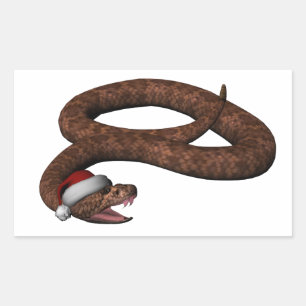Pegatina Rectangular Rattlesnake Con Sombrero Santa