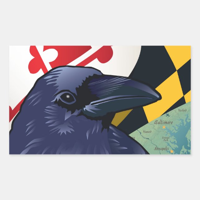 Pegatina Rectangular Raven ciudadano, nunca más en Maryland (Anverso)