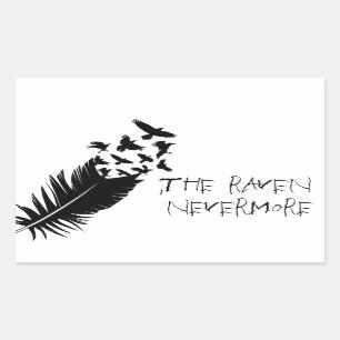 Pegatina Rectangular Raven, negro y blanco