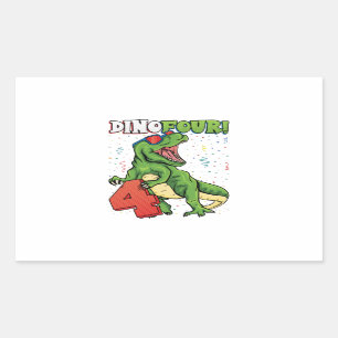 Pegatina Rectangular Rawr Soy Dinofour 4th Birthday Dinosaur Rectangu