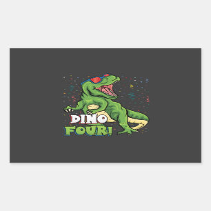 Pegatina Rectangular Rawr Soy Dinosaurio de 4 Años
