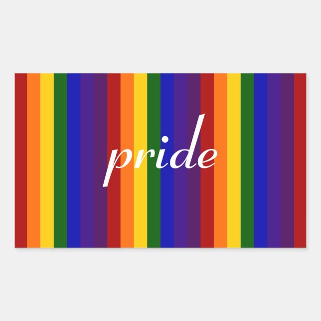 Pegatina Rectangular Rayas arcoiris (Anverso)