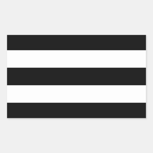 Pegatina Rectangular Rayas Blancas Y Negras De Estilo (Anverso)