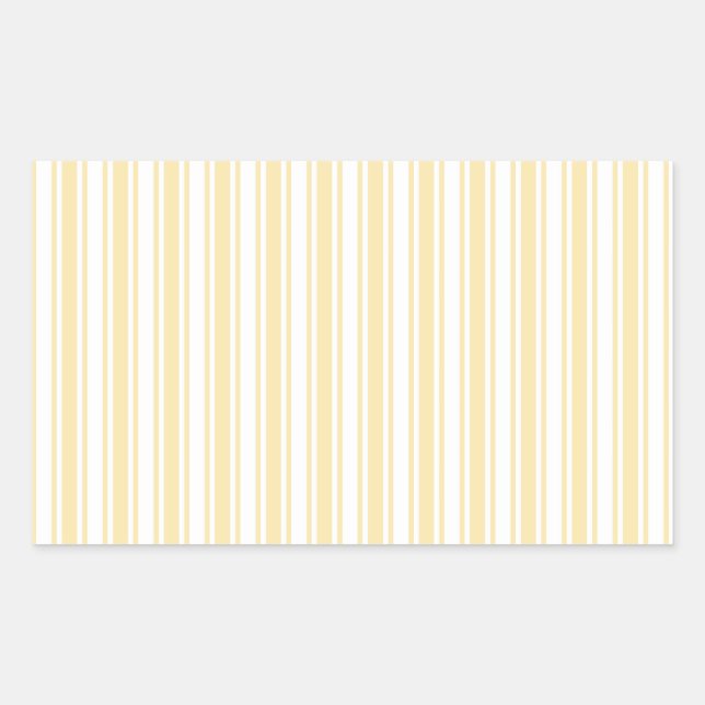 Pegatina Rectangular Rayas de caramelo amarillo pálido y blanco (Anverso)