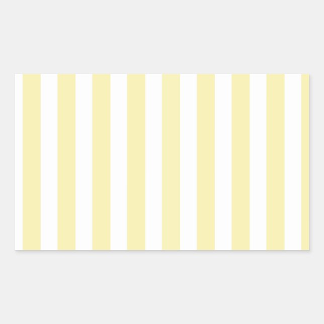 Pegatina Rectangular Rayas de caramelo amarillo y blanco (Anverso)