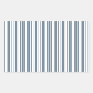Pegatina Rectangular Rayas de caramelo azul-gris y blanco