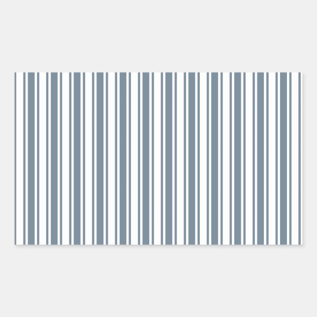 Pegatina Rectangular Rayas de caramelo azul-gris y blanco (Anverso)