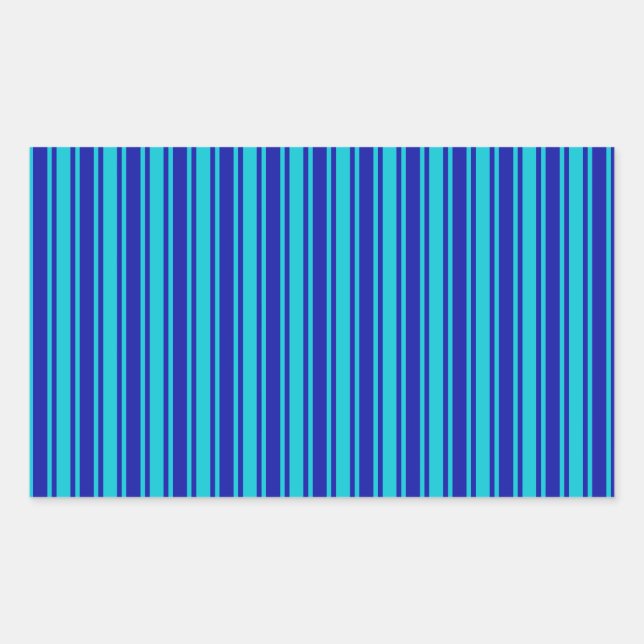 Pegatina Rectangular Rayas de caramelo azul turquesa (Anverso)