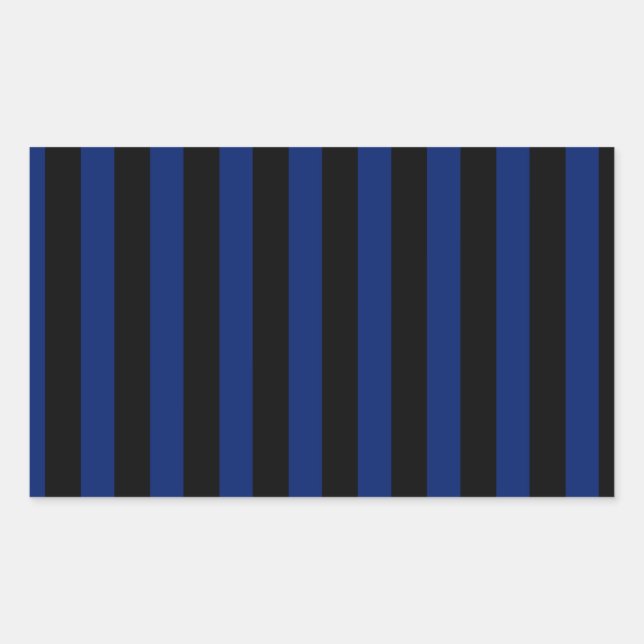 Pegatina Rectangular Rayas de caramelo azul y negro (Anverso)