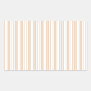 Pegatina Rectangular Rayas de caramelo beige y blanco
