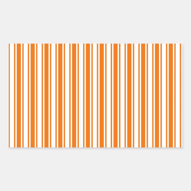 Pegatina Rectangular rayas de caramelo blanco y naranja (Anverso)