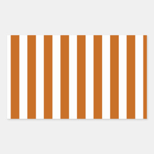 Pegatina Rectangular Rayas de caramelo blanco y naranja quemado
