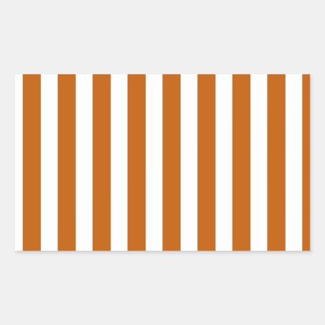 Pegatina Rectangular Rayas de caramelo blanco y naranja quemado (Anverso)