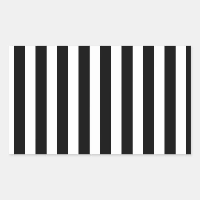 Pegatina Rectangular Rayas de caramelo blanco y negro (Anverso)