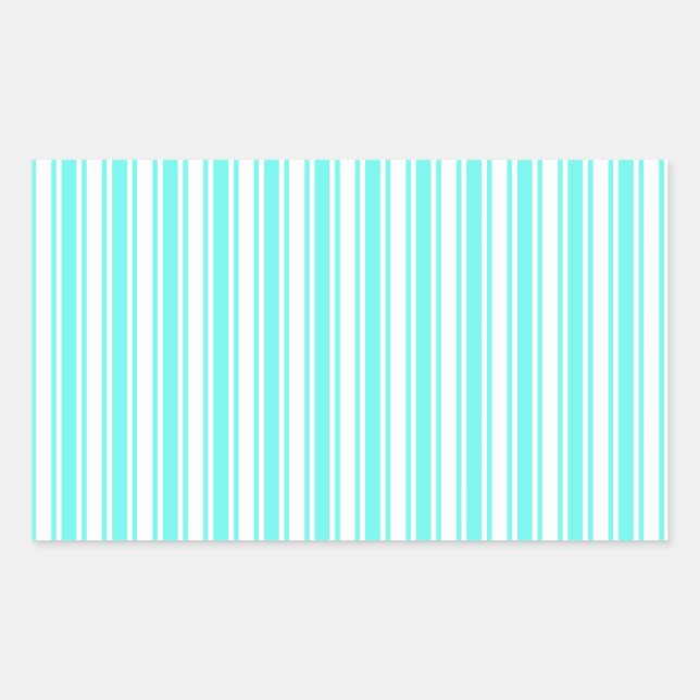 Pegatina Rectangular Rayas de caramelo blanco y turquesa (Anverso)