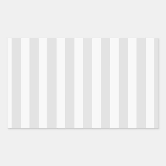 Pegatina Rectangular Rayas de caramelo gris claro y blanco (Anverso)