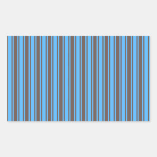 Pegatina Rectangular Rayas de caramelo marrón y azul