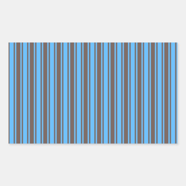 Pegatina Rectangular Rayas de caramelo marrón y azul (Anverso)