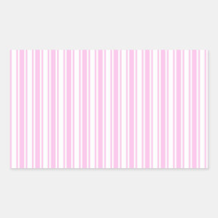 Pegatina Rectangular Rayas de caramelo rosa claro y blanco