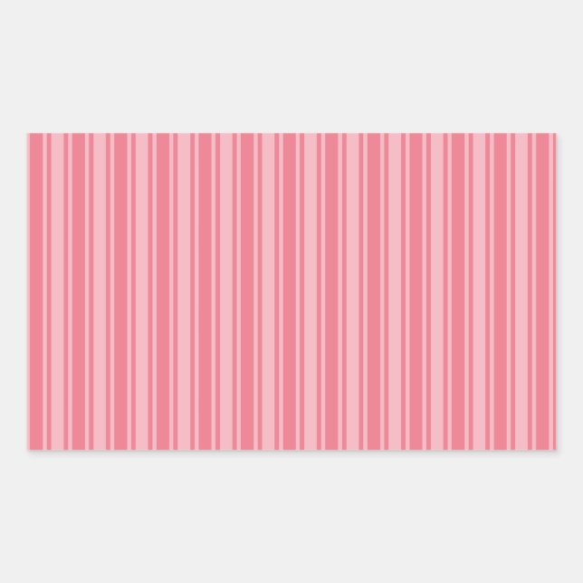 Pegatina Rectangular Rayas de caramelo rosa coral (Anverso)
