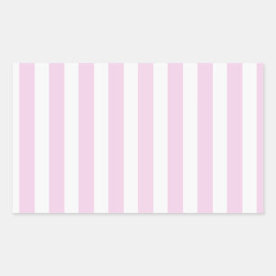 Pegatina Rectangular Rayas de caramelo rosa pálido y blanco