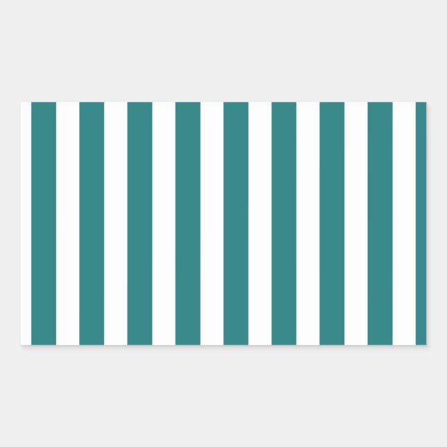 Pegatina Rectangular rayas de caramelo verde azuladas y blancas (Anverso)
