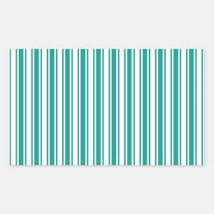 Pegatina Rectangular rayas de caramelo verde azuladas y blancas